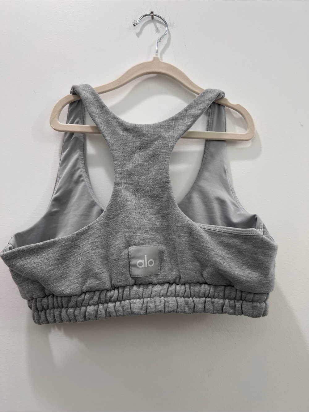 Alo Light Gray Ribbed Sports Bra - XS